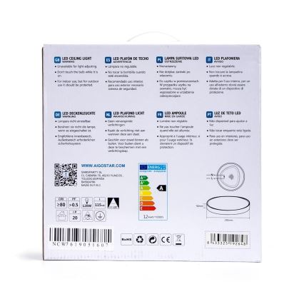 Aigostar - LED Plafondlamp LED/12W/230V 3000K d. 23 cm wit