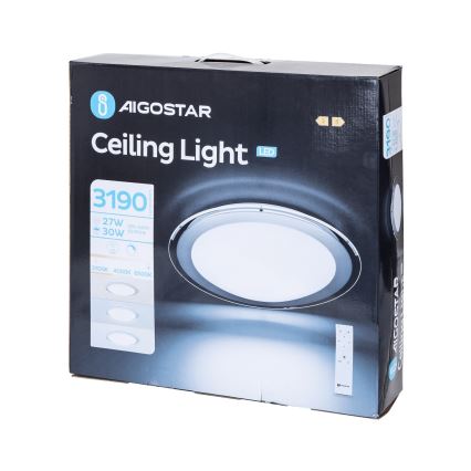 Aigostar - Dimbare plafondlamp LED/30W/230V 2700-6500K Ø 42,9 cm chroom + afstandsbediening