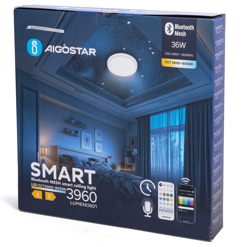 Aigostar - MESH dimbare LED-plafondlamp 36W/230V 3000-6500K Ø 49,5 cm + afstandsbediening