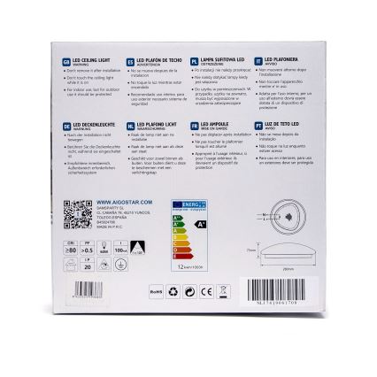 Aigostar - LED-plafondlamp met sensor LED/12W/230V 3000K Ø 28 cm