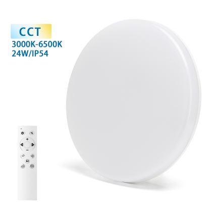 Aigostar - Dimbare LED-plafondlamp voor badkamer LED/24W/230V 3000K-6500K IP54 Ø 33 cm + afstandsbediening