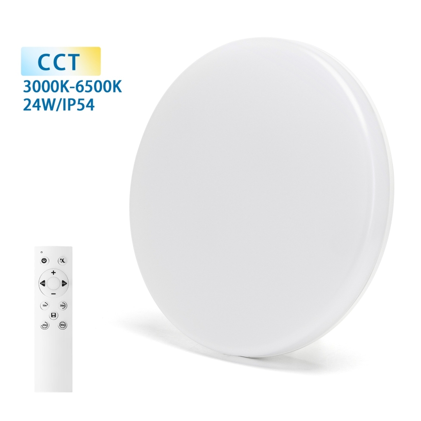 Aigostar - Dimbare LED-plafondlamp voor badkamer LED/24W/230V 3000K-6500K IP54 Ø 33 cm + afstandsbediening