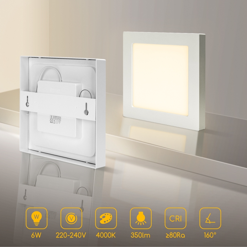 Aigostar - LED plafondopbouwlamp LED/6W/230V 4000K 12,2x12,2 cm wit