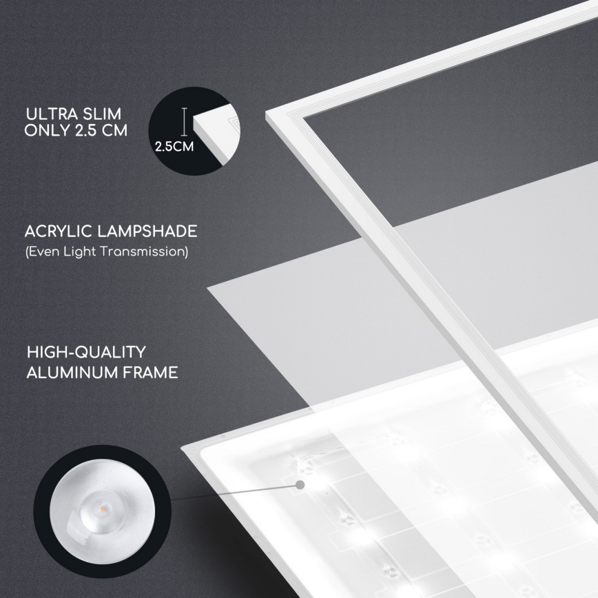 Aigostar - LED-Plafondpaneel LED/40W/230V 3000K/4000K/6500K 60x60cm wit