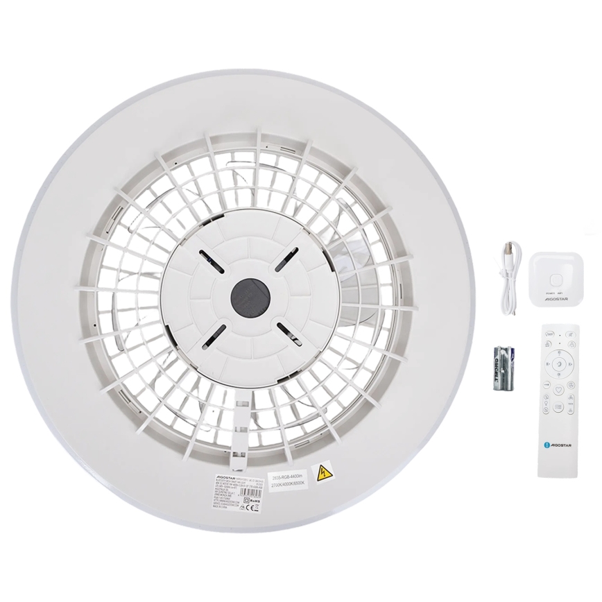 Aigostar - LED RGB Dimbare plafondlamp met ventilator MESH LED/40W/230V 2700-6500K wit + afstandsbediening