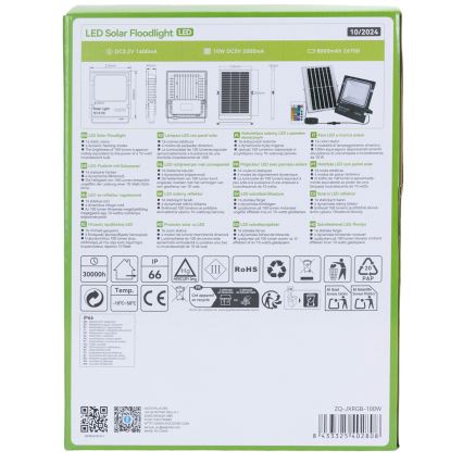 Aigostar - LED RGB Dimbare zonne-schijnwerper LED/100W/3,2V IP66 + afstandsbediening