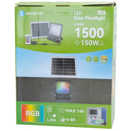 Aigostar - LED RGB Dimbare zonne-schijnwerper LED/150W/3,2V IP66 + afstandsbediening
