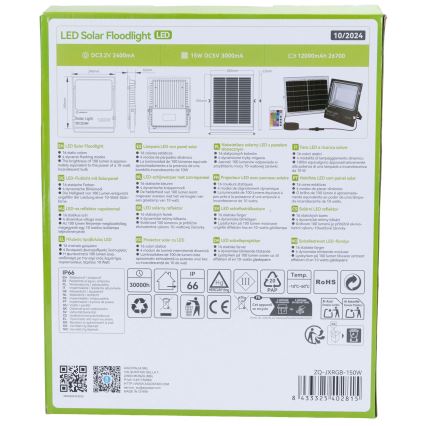 Aigostar - LED RGB Dimbare zonne-schijnwerper LED/150W/3,2V IP66 + afstandsbediening