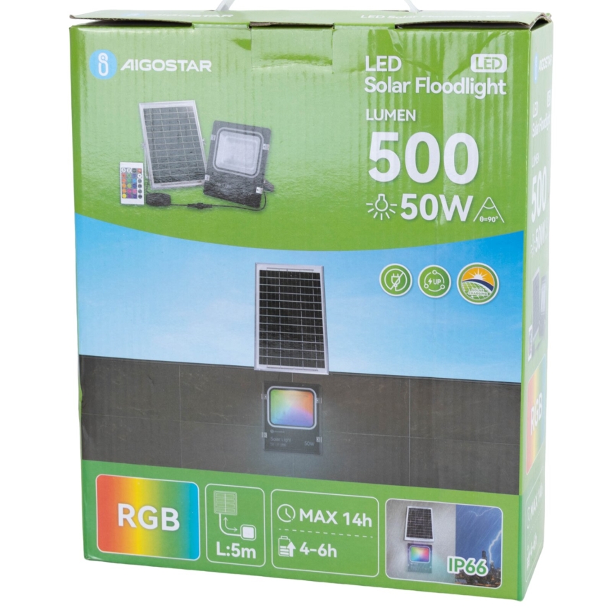 Aigostar - LED RGB Dimbare zonne-schijnwerper LED/50W/3,2V IP66 + afstandsbediening