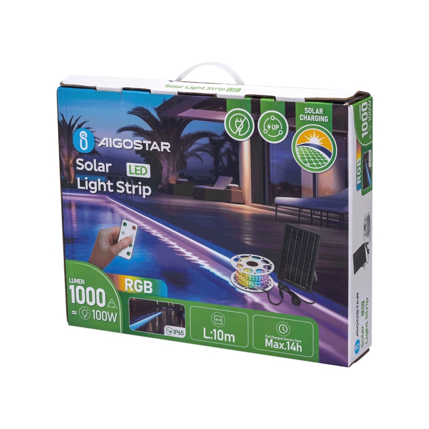 Aigostar - LED RGB Dimbare zonnestrip LED/10W/3,2V 10 m IP65 8000 mAh + afstandsbediening