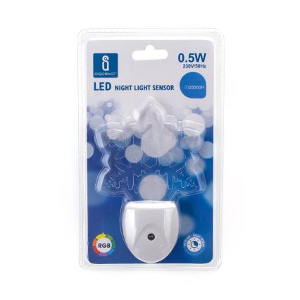 Aigostar - LED RGB Nachtlampje met schemersensor LED/0,5W/230V sneeuwvlok