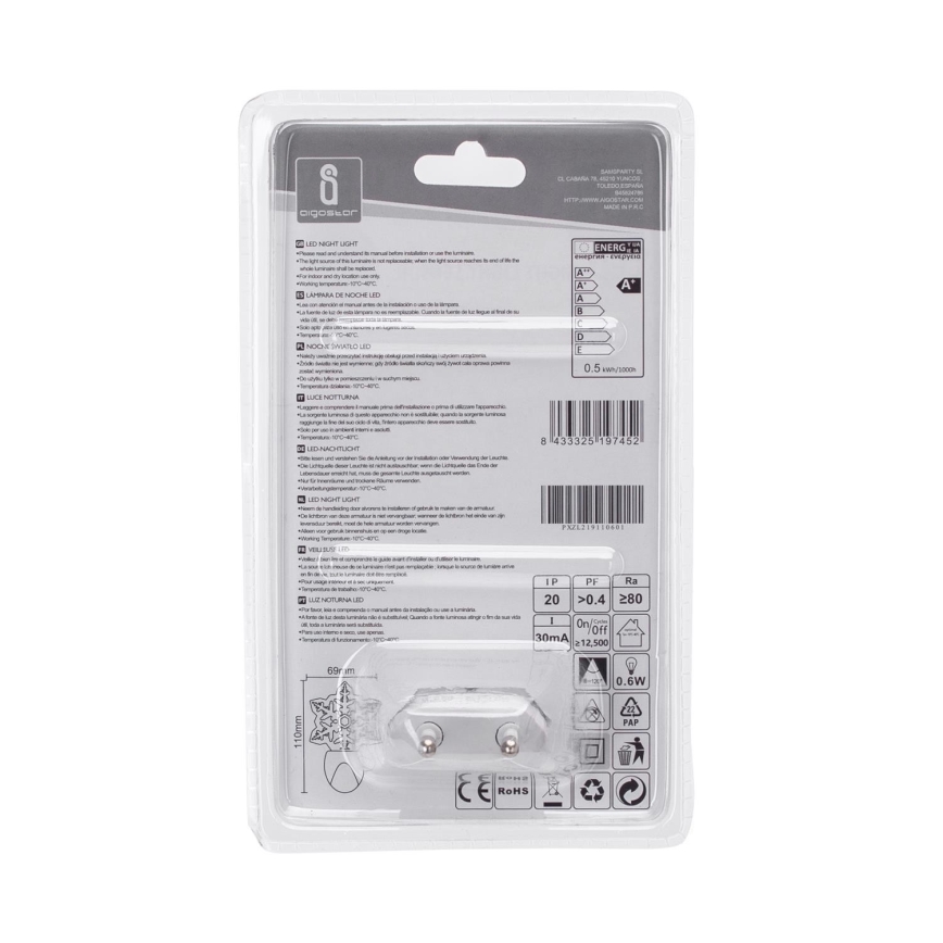 Aigostar - LED RGB Nachtlampje met schemersensor LED/0,5W/230V sneeuwvlok