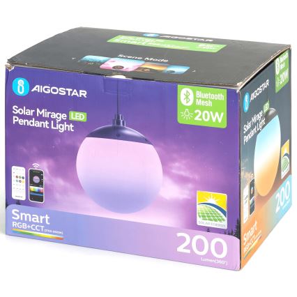Aigostar - LED RGB Dimbare zonnekroonluchter MESH LED/20W/3,7V 4000 mAh 2700K-6500K IP65 diameter 15 cm