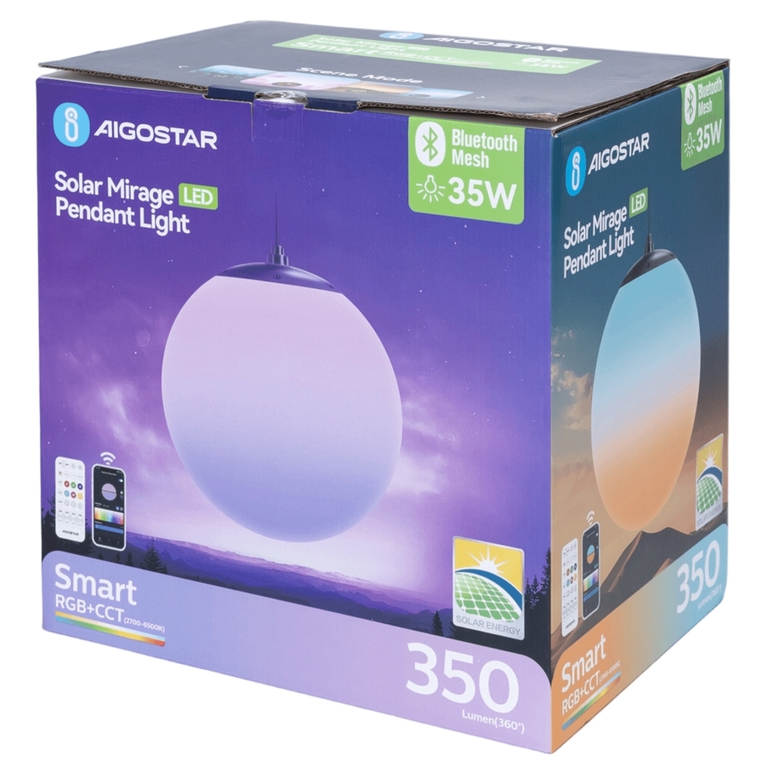 Aigostar - LED RGB Dimbare zonnekroonluchter MESH LED/5W/3,7V 8000 mAh 2700K-6500K IP65 diameter 30 cm
