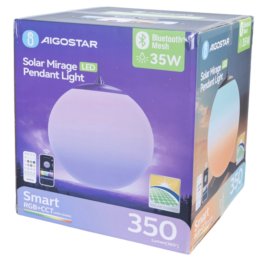 Aigostar - LED RGB Dimbare zonnekroonluchter MESH LED/35W/3,7V 8000 mAh 2700K-6500K IP65 diameter 50 cm
