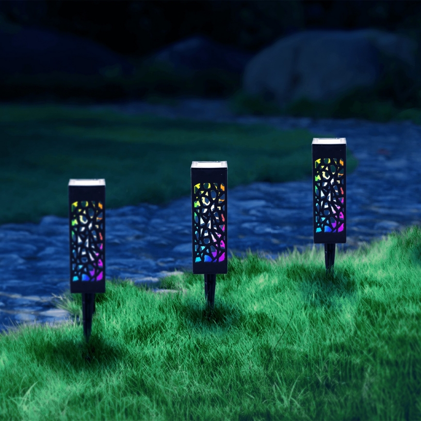 Aigostar - LED RGB Solar lamp LED/0,006W/1,2V 28,5cm zwart  IP44 100 mAh