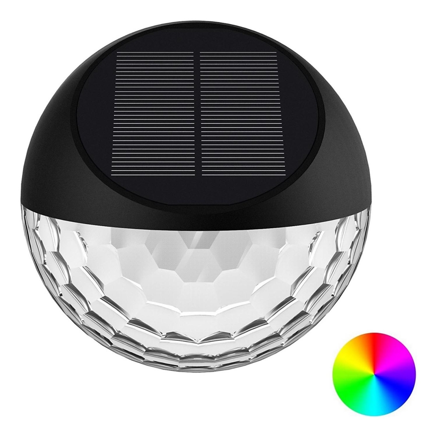 Aigostar - LED RGB Solar wand lamp LED/2W/1,2V zwart IP44