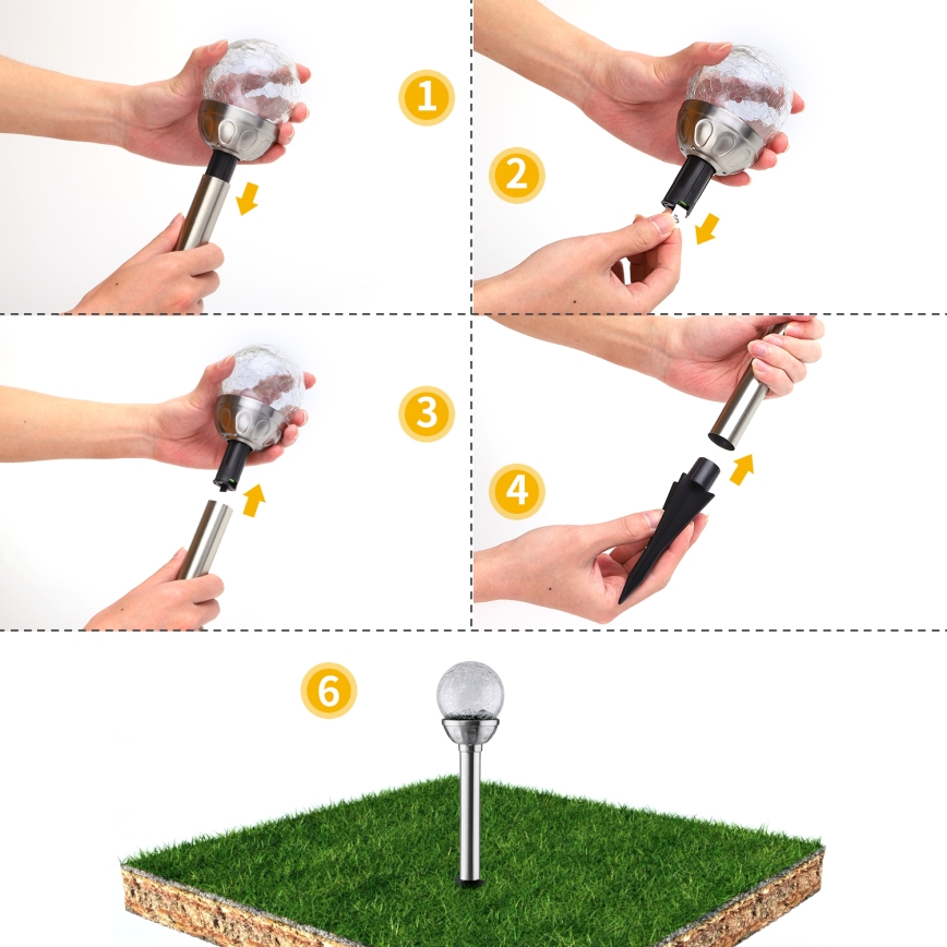 Aigostar - LED RGB Solarverlichting LED/0,08W/2V IP44 200 mAh