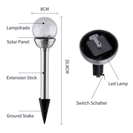 Aigostar - LED RGB Solarverlichting LED/0,08W/2V IP44 200 mAh