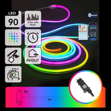 Aigostar - LED RGBICW Slimme buiten kerstslinger MESH 90xLED 3m IP44 + afstandsbediening