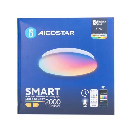 Aigostar - LED RGBW Dimbare badkamer plafondlamp MESH Smart LED/18W/230V 3000-6500K IP44 + afstandsbediening