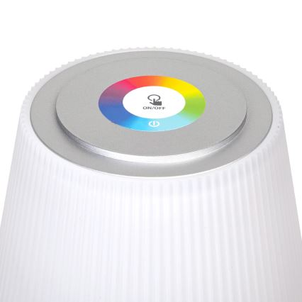 Aigostar - LED RGBW Buiten dimbare oplaadbare tafellamp LED/4W/5V 3600mAh wit/mat chroom IP54