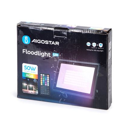 Aigostar - RGBW dimbare LED-schijnwerper/50W/230V IP65 + afstandsbediening