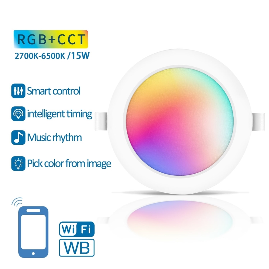 Aigostar - LED RGBW Dimbare hangende plafondverlichting LED/15W/230V 2700-6500K diameter 17,5 cm Wi-Fi