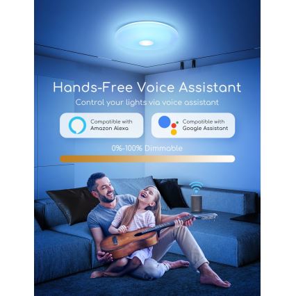 Aigostar - LED RGBW Dimbare plafondlamp 18W/230V diameter 34 cm Wi-Fi