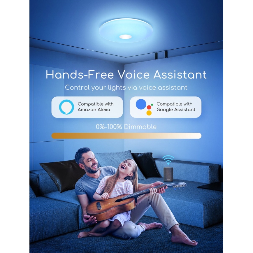 Aigostar - LED RGBW Dimbare plafondlamp 18W/230V diameter 34 cm Wi-Fi