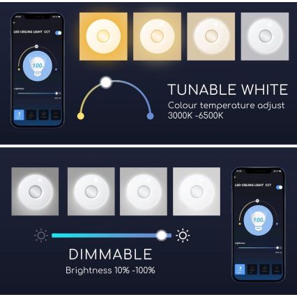 Aigostar - LED RGBW Dimbare plafondlamp 18W/230V diameter 34 cm Wi-Fi