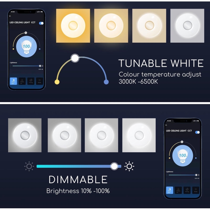 Aigostar - LED RGBW Dimbare plafondlamp 18W/230V diameter 34 cm Wi-Fi