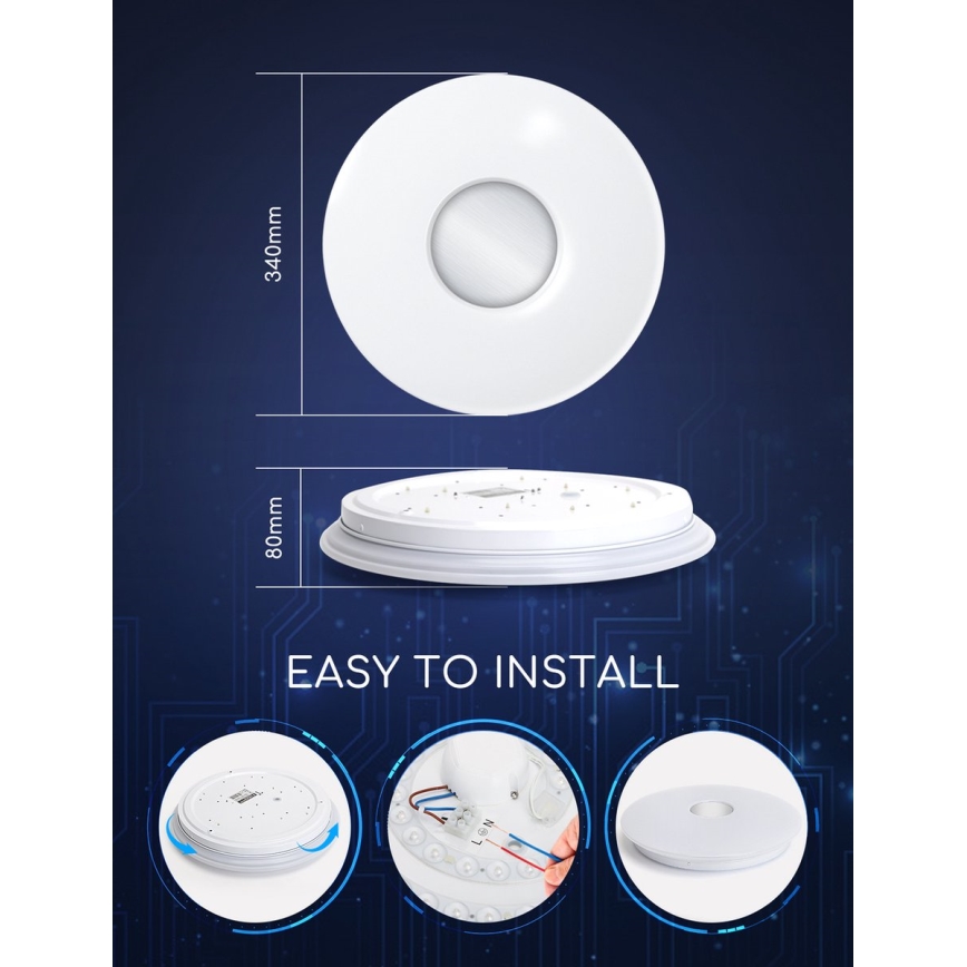 Aigostar - LED RGBW Dimbare plafondlamp 18W/230V diameter 34 cm Wi-Fi