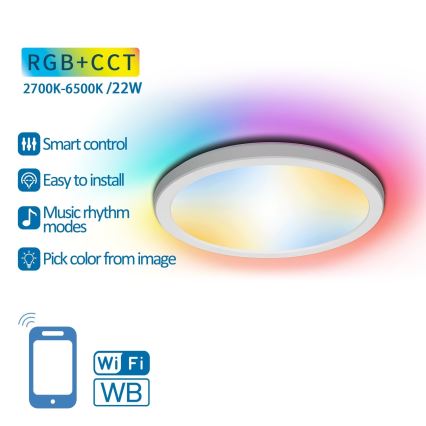 Aigostar - LED RGBW Dimbare plafondlamp LED/22W/230V 2700-6500K Wi-Fi