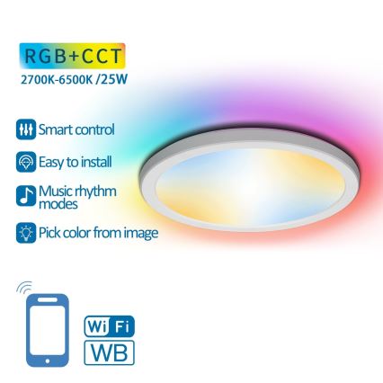Aigostar - LED RGBW Dimbare plafondlamp LED/25W/230V 2700-6500K Wi-Fi