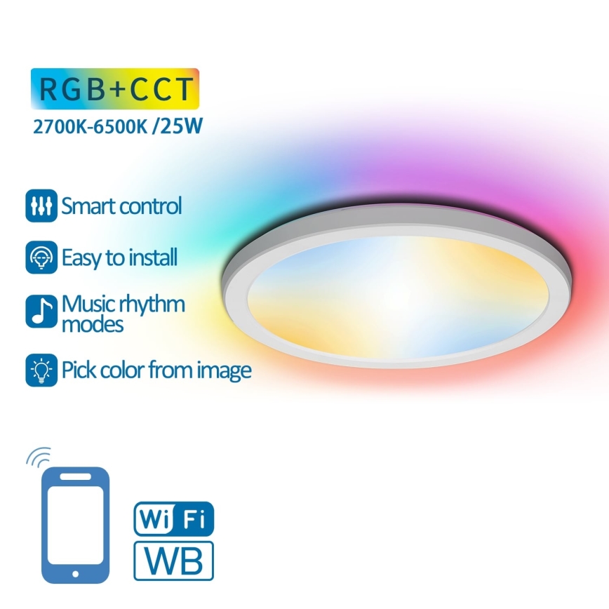 Aigostar - LED RGBW Dimbare plafondlamp LED/25W/230V 2700-6500K Wi-Fi