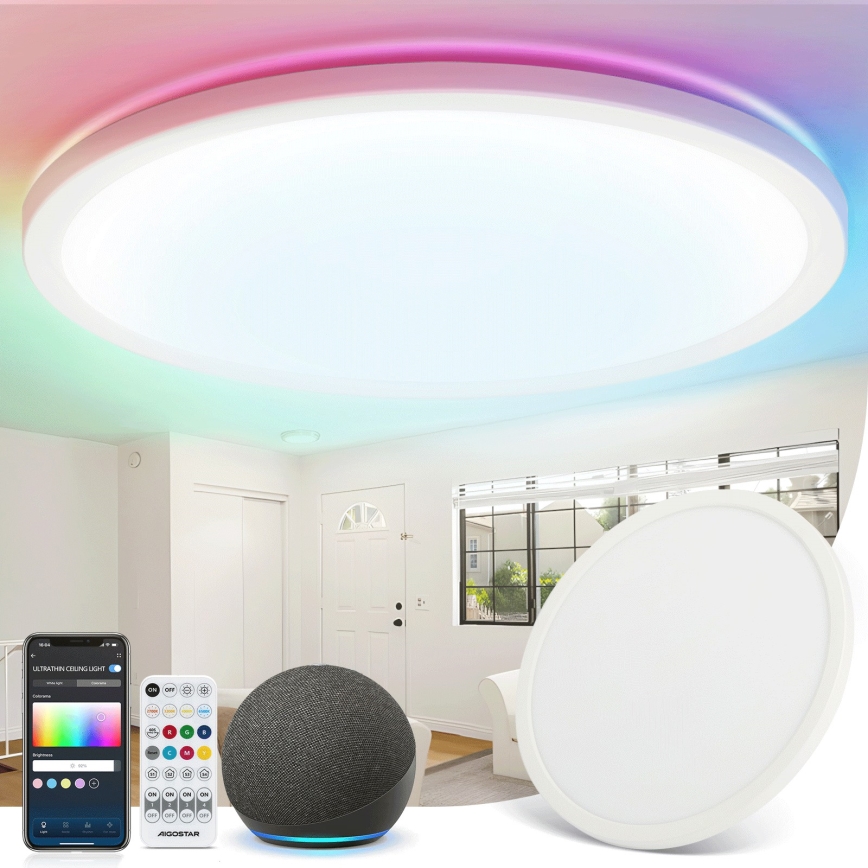 Aigostar - LED RGBW Dimbare plafondlamp MESH LED/36W/230V 3000-6500K wit + afstandsbediening