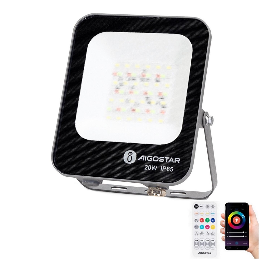 Aigostar - LED RGBW Dimbare schijnwerper MESH Smart LED/20W/230V 6500K IP65 + afstandsbediening