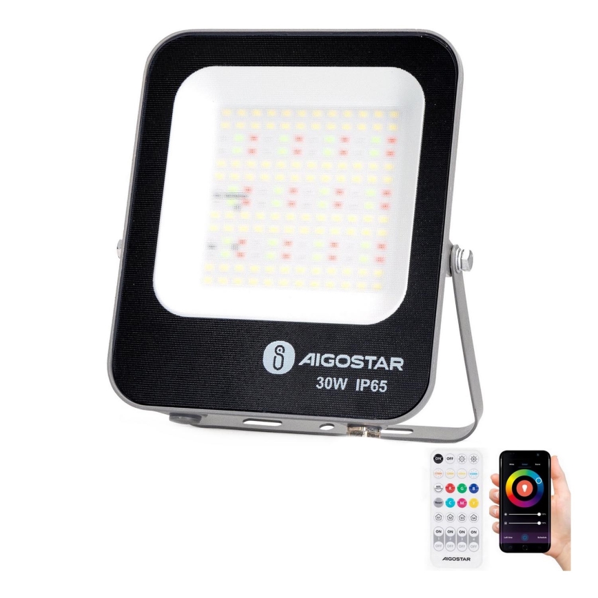 Aigostar - LED RGBW Dimbare schijnwerper MESH Smart LED/30W/230V 6500K IP65 + afstandsbediening
