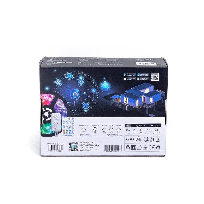 Aigostar - LED RGBW dimbare strip LED/48W/12V 2x7,5 m Wi-Fi