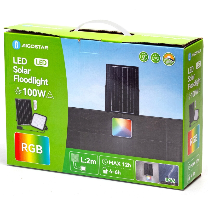 Aigostar - LED RGBW Dimbare zonne-schijnwerper LED/100W/3,4V IP66 8000 mAh + afstandsbediening