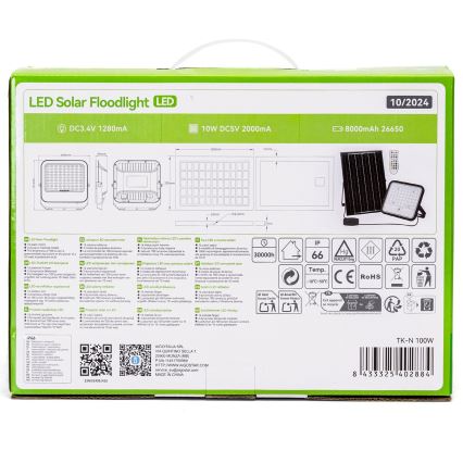 Aigostar - LED RGBW Dimbare zonne-schijnwerper LED/100W/3,4V IP66 8000 mAh + afstandsbediening