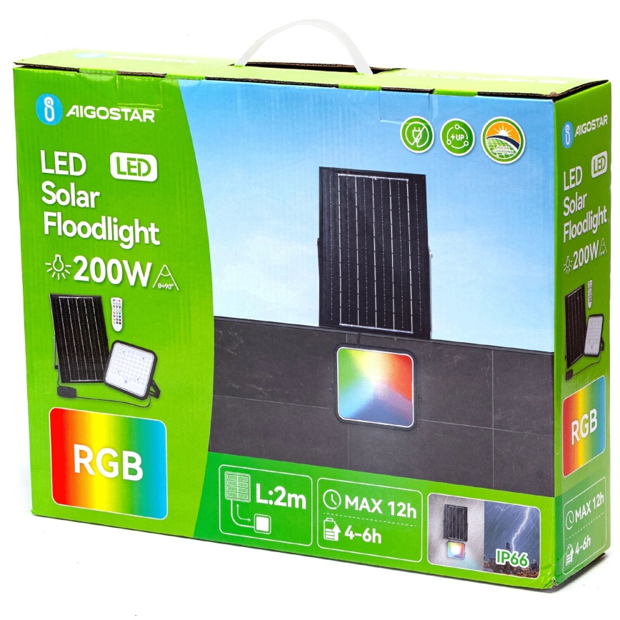 Aigostar - LED RGBW Dimbare zonne-schijnwerper LED/200W/3,4V IP66 + afstandsbediening