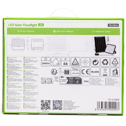 Aigostar - LED RGBW Dimbare zonne-schijnwerper LED/200W/3,4V IP66 + afstandsbediening