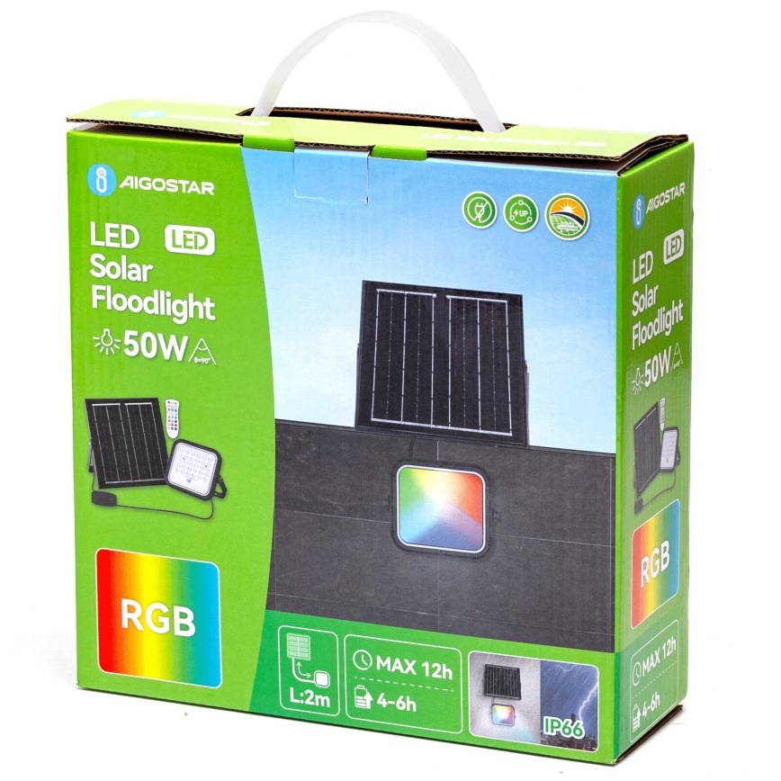 Aigostar - LED RGBW Dimbare zonne-schijnwerper LED/50W/3,4V IP66 4000 mAh + afstandsbediening