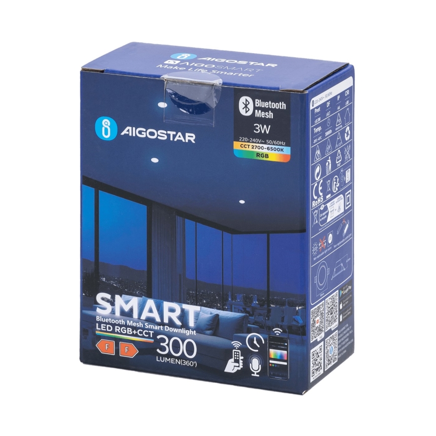 Aigostar - LED RGBW Dimbare inbouwlamp voor de badkamer MESH Smart LED/3W/230V 2700-6500K IP44