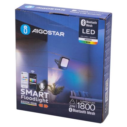 Aigostar - LED RGBW Dimbare schijnwerper MESH Smart LED/20W/230V 6500K IP65 + afstandsbediening
