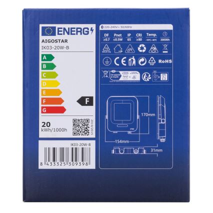 Aigostar - LED RGBW Dimbare schijnwerper MESH Smart LED/20W/230V 6500K IP65 + afstandsbediening