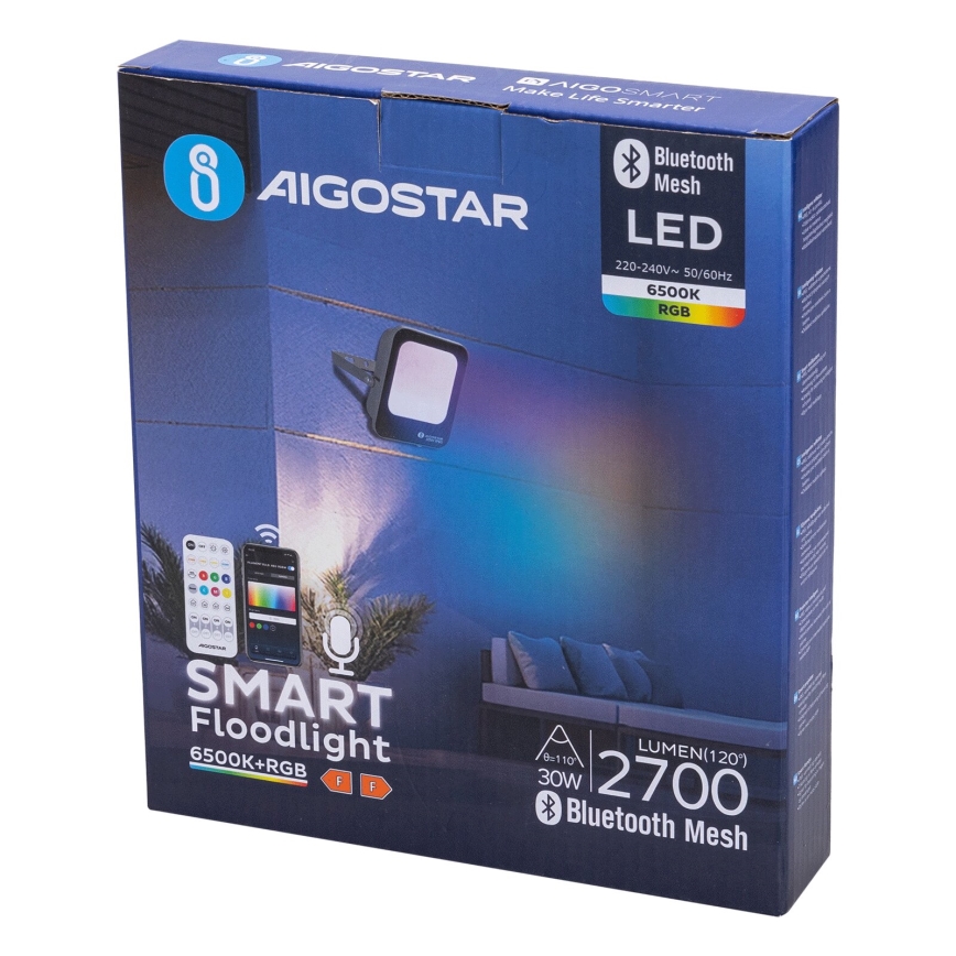 Aigostar - LED RGBW Dimbare schijnwerper MESH Smart LED/30W/230V 6500K IP65 + afstandsbediening