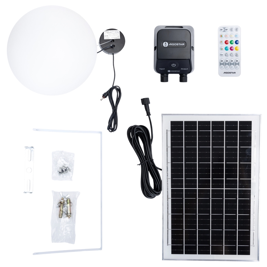 Aigostar - Dimbare LED RGBW zonne-lantaarn MESH LED/5W/3,7V 8000 mAh 2700K-6500K IP65 Ø 30 cm
